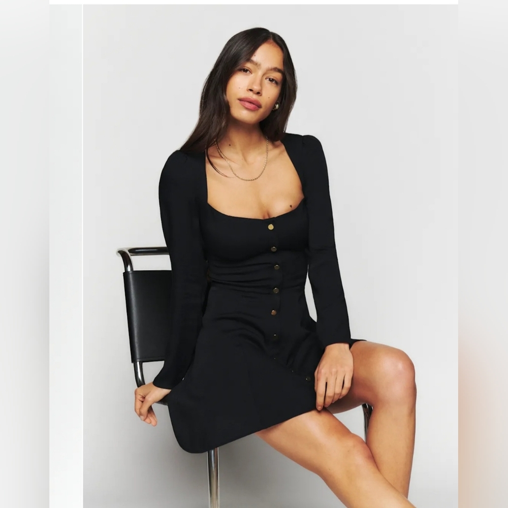REFORMATION Indira Black Dress Size 2 - Picture 3 of 7